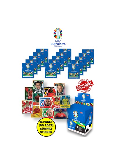 Almanya Euro 2024 Avrupa Şampiyonası Match Attax - 15 Adet Futbolcu Sticker Paketi 90 Adet Sticker
