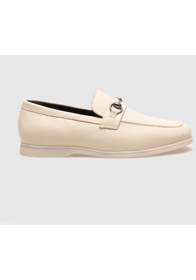 Cabani Hakiki Deri Bej Tokalı Erkek Loafer - 40