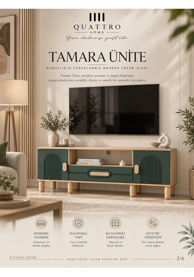 Tamara Tv Ünitesi Yeşil - Ahşap