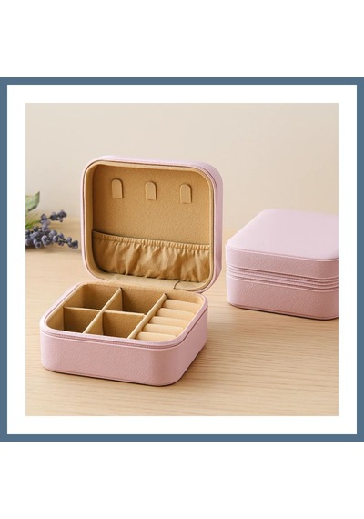 Buradabulabilirsin Mini Fermuarlı Takı Kutusu 10x10x5 Cm - Suni Deri, 4 Bölmeli Bbz Çok Renkli
