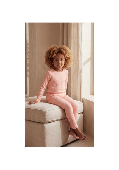 Katia&bony Kız Çocuk Çiçek Desenli Pijama Takımı Pembe Pembe