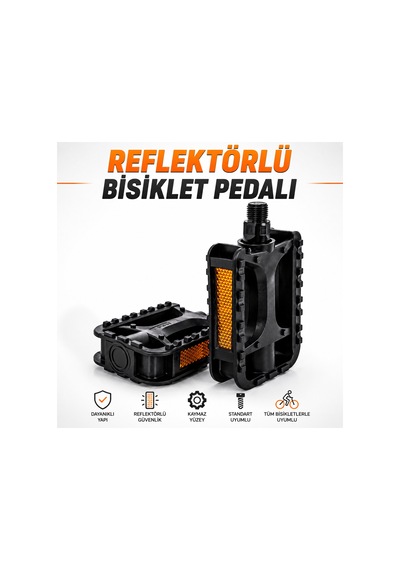 Reflektörlü Bisiklet Pedalı 2'li Set Dayanıklı Kaymaz Pedal