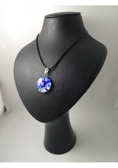 Cam Harf Kolye – Handmade El Yapimi Murano– (H) Harfi Modeli Gümüş