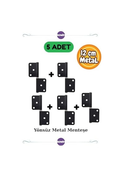 Kawin 5 Adet 12cm Siyah Çelik Kapı Menteşe Yönsüz 2mm Dayanıklı Panel Cerman Nikel Ahşap