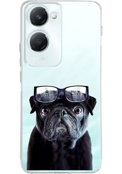 Vivo Y18 İle Uyumlu Köpek 3 Baskılı Kamera Korumalı Şeffaf Kılıf Şeffaf