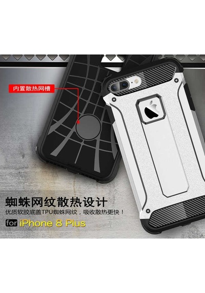 Noktaks - Apple Uyumlu iPhone 8 - Kılıf Çift Katman Zırh Tank Crash Military Kapak - Gri