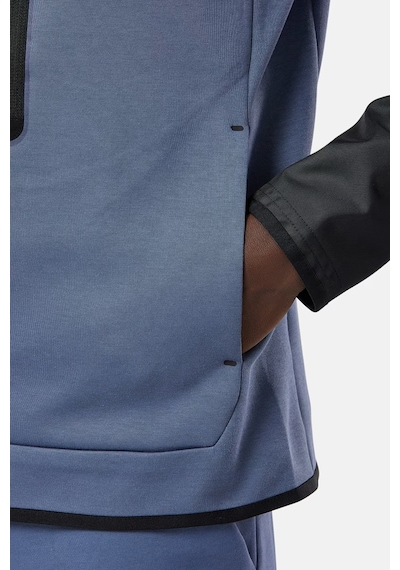 Nike Tech Fleece Full Zip Unisex Hoodie Kapüşonlu Sweatshirt Mavi Mavi - Siyah