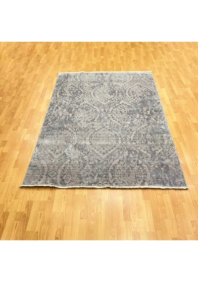 Şemşiye Motifli 160 X 230 Bambu Yün Halı Gri