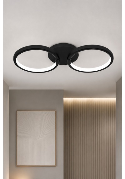 AvizeGO Onto Led Plafonyer Avize Beyaz Işık Siyah