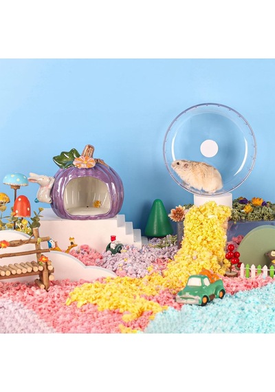 Hamster Tekerleği Sessiz, 17 Cm Hamster Egzersiz Tekerlekleri Temel - Sessiz Spinner Hamster Koşu Tekerlekleri Gerbil Cüce Suriye Hamster Fare İçin