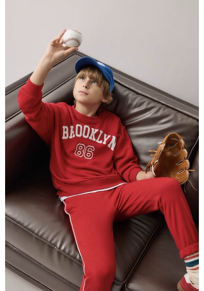 Defacto Baskılı Pamuklu Kırmızı Erkek Çocuk Sweatshirt H9894a8/rd79