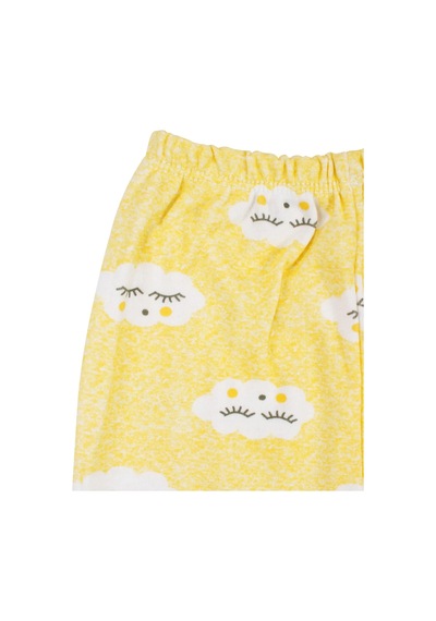 Bebegen Bulut Desenli Alt Üst Sarı 2'li Pijama Takım Çok Renkli