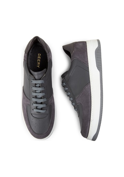 Deery Hakiki Deri Gri Erkek Sneaker Ayakkabı - 01965Mgrıe02 Gri