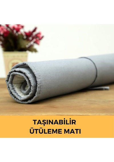 Ütüleme Matı Masası Kılıfı Örtüsü Bezi, Keçeli, Süngerli Kaymaz Taban Taşınabilir Yıkanabilir S Gri