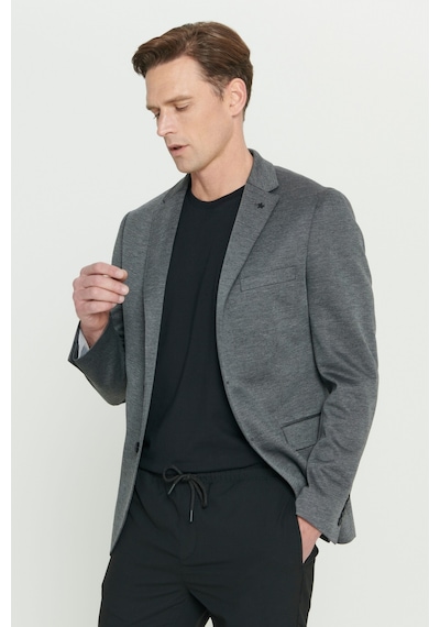 Ac&Co / Altınyıldız Classics Erkek Antrasıt 360 Her Yöne Esneyen Slim Fit Dar Kesim Mono Yaka Desenli Blazer Ceket Antrasıt Antrasit