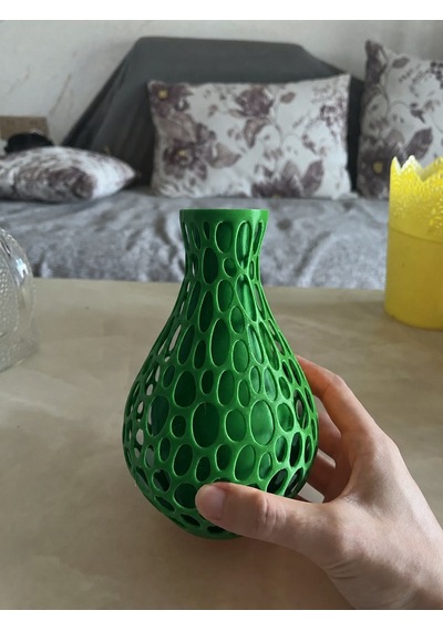 3d Baskı Petek Dokulu Vazo - Delikli Dekoratif Vazo-yeşil Diğer
