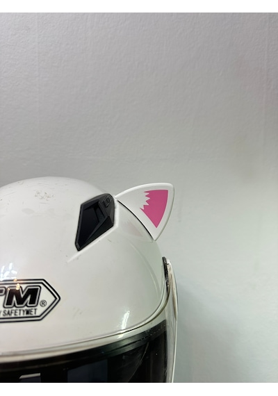 Motor & Motosiklet Pembe Desenli Kedi Kulak Kask Dış Aksesuarı Diğer