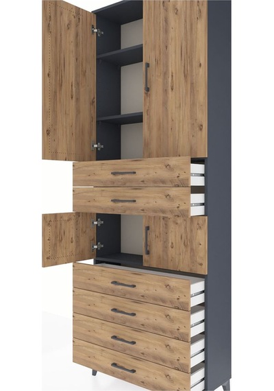 Arges Dolap 4 Raflı 6 Çekmeceli 4 Kapaklı 88x30x243 Antrasit-çam Antrasit Arges Dolap 4 Raflı 6 Çekmeceli 4 Kapaklı 88x30x243 Antrasit-çam Antrasit