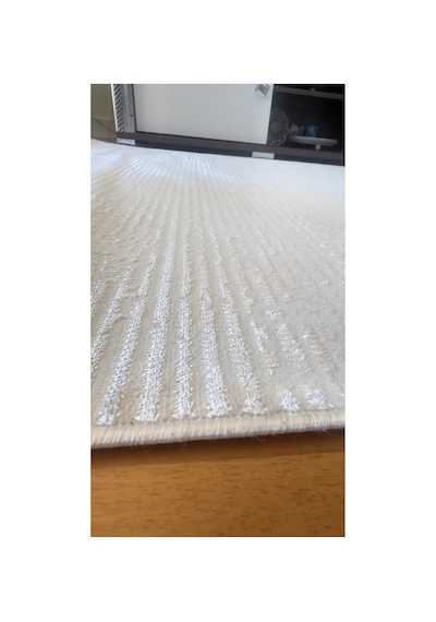 Badelya Home Krem Saten İnce Sık Dokuma Parlak Yüzey Kaymaz Özel Kesim Salon Koridor Halısı Yolluk Krem-açık Gri