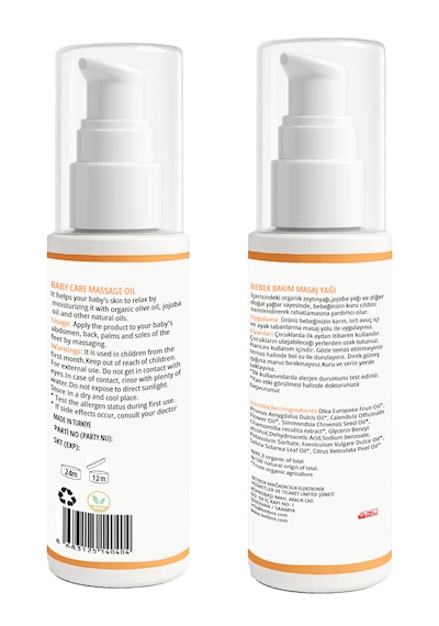 Bebek Bakım Ve Masaj Yağı Organik - Doğal İçerik 50ml