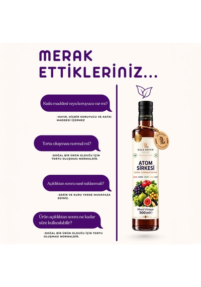 Bala Hatun Atom Sirkesi 500ml - Doğal Fermantasyon - Mixed Vinegar