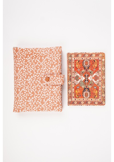 Kitap Ve Defter Kılıfı Çiçek Desenli Kumaş Organizer 19x26 Cm