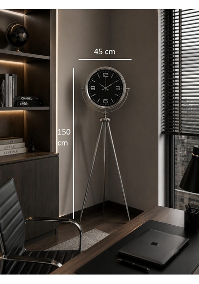 Krom Elegance 150 X 45 Cm Metal Tripod Ayaklı Saat