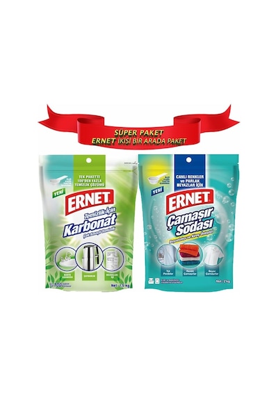 Ernet Temizlik için Karbonat 1500 G + Ernet Çamaşır Sodası 2 KG