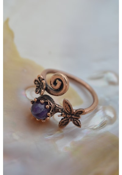 Stoneage Özel Tarasim Ametist  Yüzük Çok Renkli
