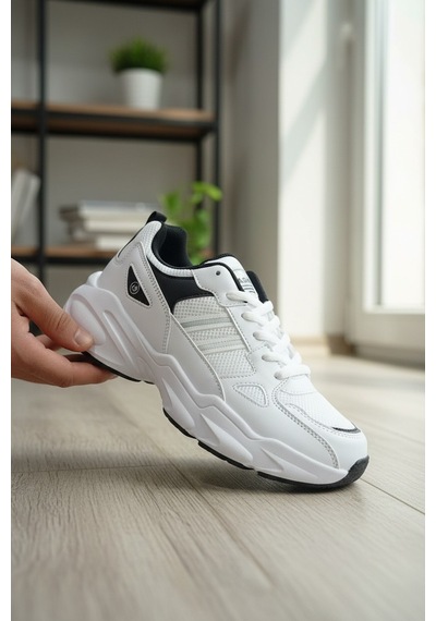 Enoch Kadın Klasik Şeritli Ve Kalın Tabanlı Rahat Günlük Sneaker Spor Ayakkabı Beyaz Siyah Enoch Kadın Klasik Şeritli Ve Kalın Tabanlı Rahat Günlük Sneaker Spor Ayakkabı Beyaz Siyah