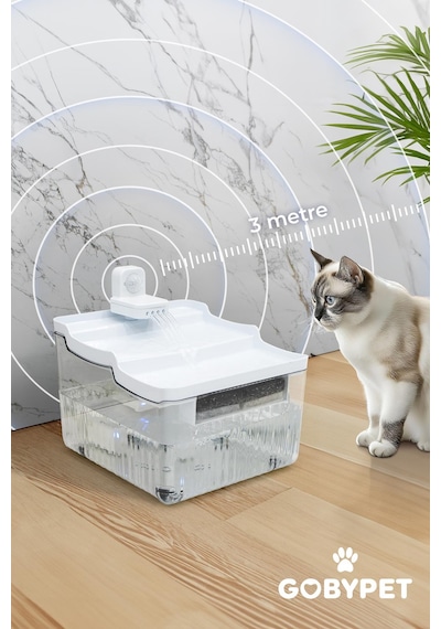 Gobypet Hareket Sensörlü Sessiz Kedi Su Sebili, Sensörlü Kedi Su Pınarı, Kedi Ve Köpek Su Sebili