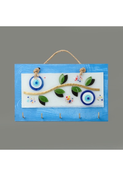 Deco Zeytin Anahtar Askısı - Mavi - 25 Cm