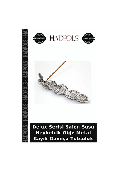 Delux Serisi Salon Süsü Heykelcik Obje Metal Kayık Ganeşa Tütsülük