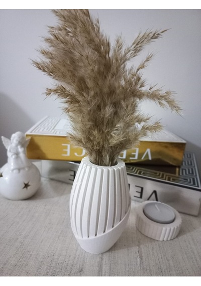 Beyaz İskandinav Pampas Vazo