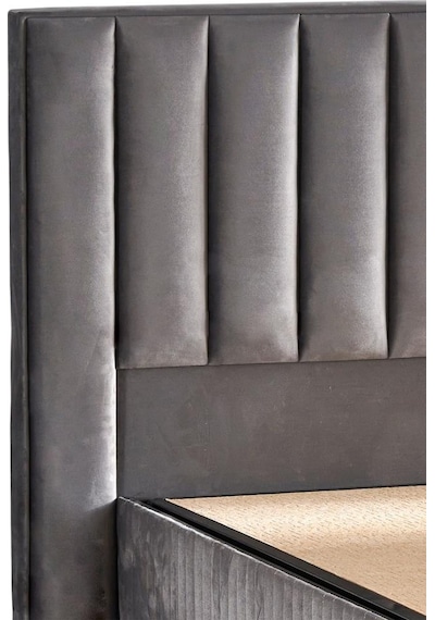 Hades Lüks Baza Ve Başlık Seti 100x200 Cm Tek Kişilik Baza Ve Başlık Takımı Koyu Gri Özel Kumaş