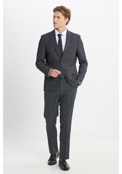 Ac&co Erkek Antrasıt Taşınabilir Torbalı Slim Fit Mono Yaka Desenli Takım Elbise Antrasit