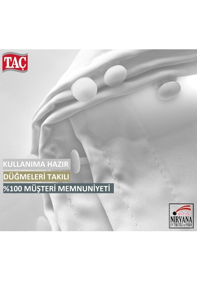 Taç Atlas Saten Lüx Beyaz-Krem Seçenekli Güneşlik Perde Beyaz