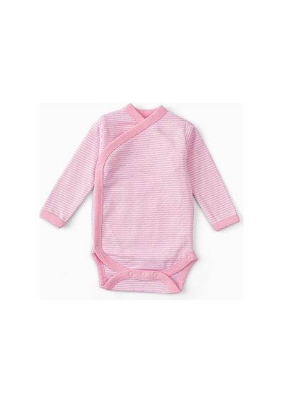 Uygun Bebe 2'li %100 Pamuk Uzun Kollu Kruvaze Bebek Çıtçıtlı Body Zıbın Pembe-pembe Pembe
