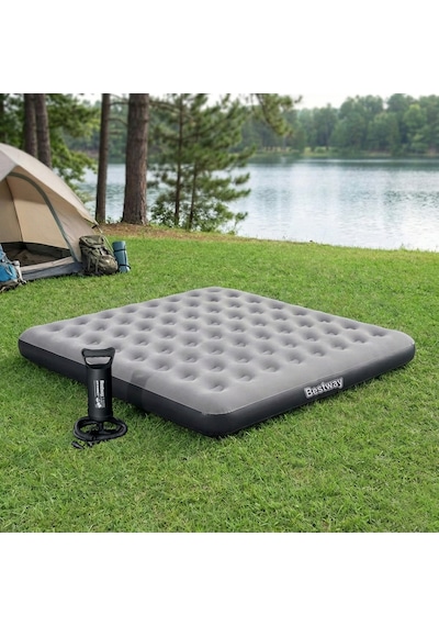 Bestway Ultra King 3 Kişilik Şişme Yatak Ve Manuel El Pompalı 203x183x22cm 671hc Bw148 Gri