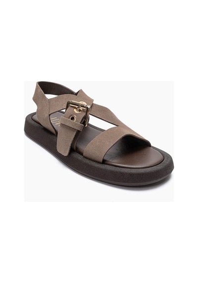 Luvishoes Rıven Vizon Süet Hakiki Deri Tokalı Kadın Sandalet