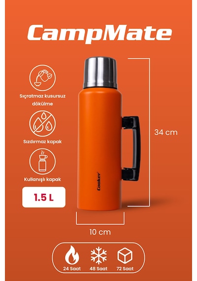 Cooker Campmate 1.5 Litre Paslanmaz Çelik Termos Ckr2085 Turuncu