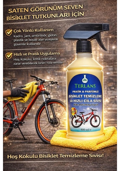 Terlans Parfümlü Bisiklet Temizleyici & Hızlı Cila 500 Ml + Mikrofiber Bez / Organik Kir Giderici, Parlak Yüzey Çok Renkli Terlans Parfümlü Bisiklet Temizleyici & Hızlı Cila 500 Ml + Mikrofiber Bez / Organik Kir Giderici, Parlak Yüzey Çok Renkli