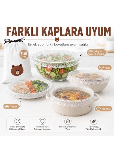Lastikli Gıda Bonesi 100 Adet - Tek Kullanımlık Şeffaf Streç Bone - Tabak Tencere Kase Meyve Sebze Kapatma Örtüsü - Pratik Mutfak Saklama Koruyucu - Buzdolabı İçin Hijyenik - 20 X 20 Cm Beyaz - Çok Renkli Lastikli Gıda Bonesi 100 Adet - Tek Kullanımlık Şeffaf Streç Bone - Tabak Tencere Kase Meyve Sebze Kapatma Örtüsü - Pratik Mutfak Saklama Koruyucu - Buzdolabı İçin Hijyenik - 20 X 20 Cm Beyaz - Çok Renkli