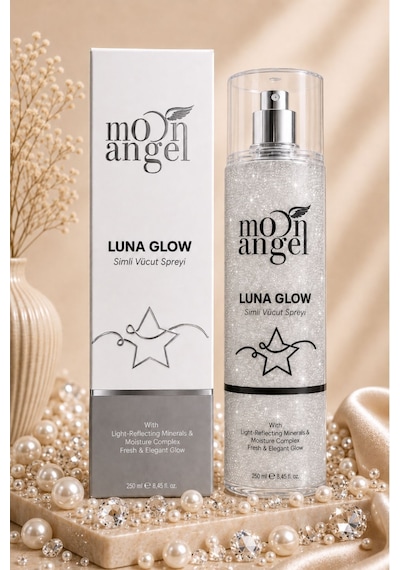 Luna Glow Simli Vücut Spreyi 250 Ml Nemlendirici Işıltılı Body Mist