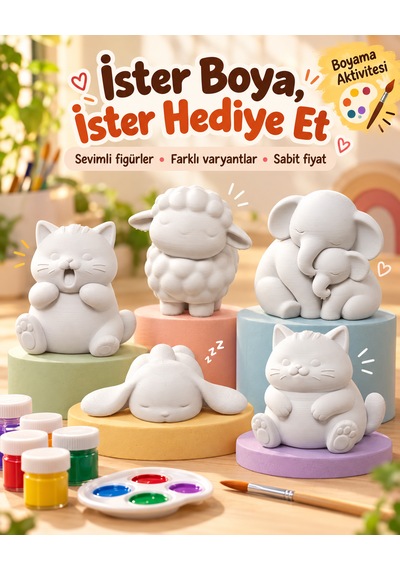 Boyanabilir Sevimli Hayvan Figürü Dekoratif Hobi Ve Boyama Objesi Fil