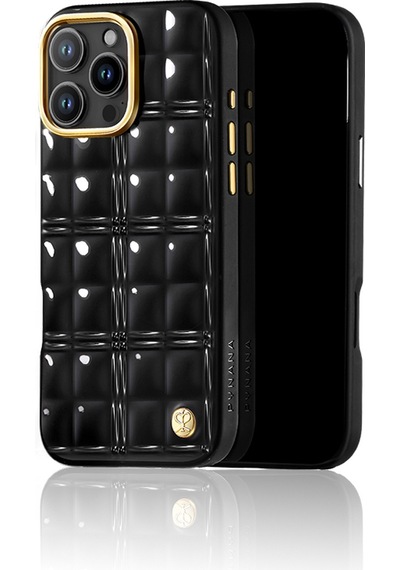 Apple Uyumlu iPhone 16 Pro Kılıf Askı Aparatlı Pynana Metal Grid Kapak Siyah