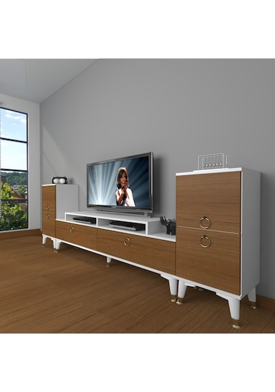 Decoraktiv Ekoflex On2 Mdf Gold Tv Ünitesi Tv Sehpası Beyaz - Ceviz