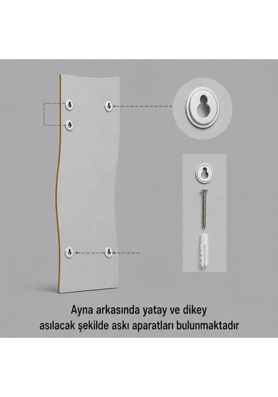 Modern Dalgalı Boy Aynası 40x120 Cm Organik Formlu Minimalist Dekoratif Duvar Aynası 2026 Trend Gümüş