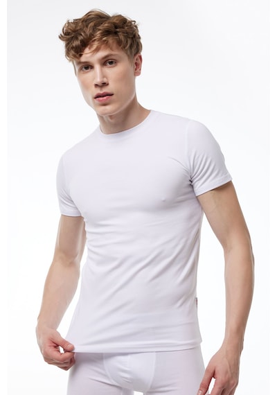 Malabadi Erkek Beyaz Yuvarlak Yaka Kısa Kollu Modal T-shirt Body