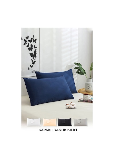 Vionel Home Pamuklu 2'li Yastık Kılıfı 50 x 70 CM Düz Gece Mavisi